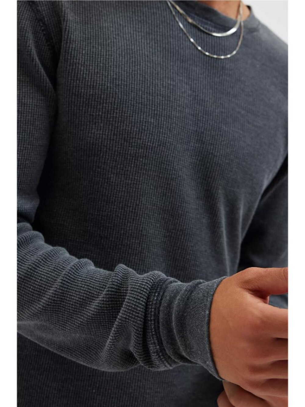 BDG Urban Outfitters Baselayer Thermal Long Sleeve Tee - Grey - XL - Picture 8 of 15